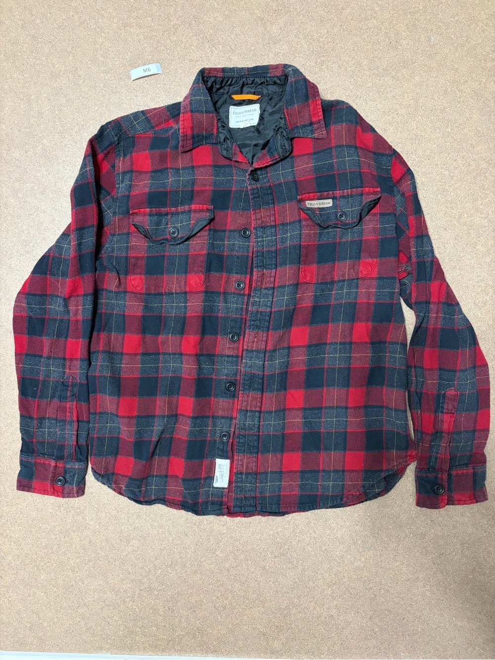 Field & Stream Red and Black Plaid Button-Down Shirt